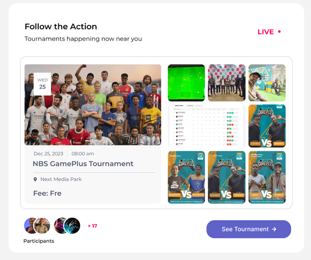 Live tournaments feed
